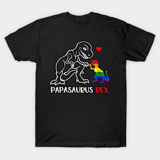 Papasaurus Rex T Rex Dinosaur Proud Dad LGBT Pride T-Shirt